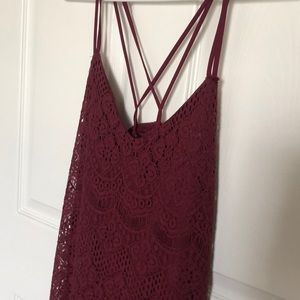 Maroon lace slip dress